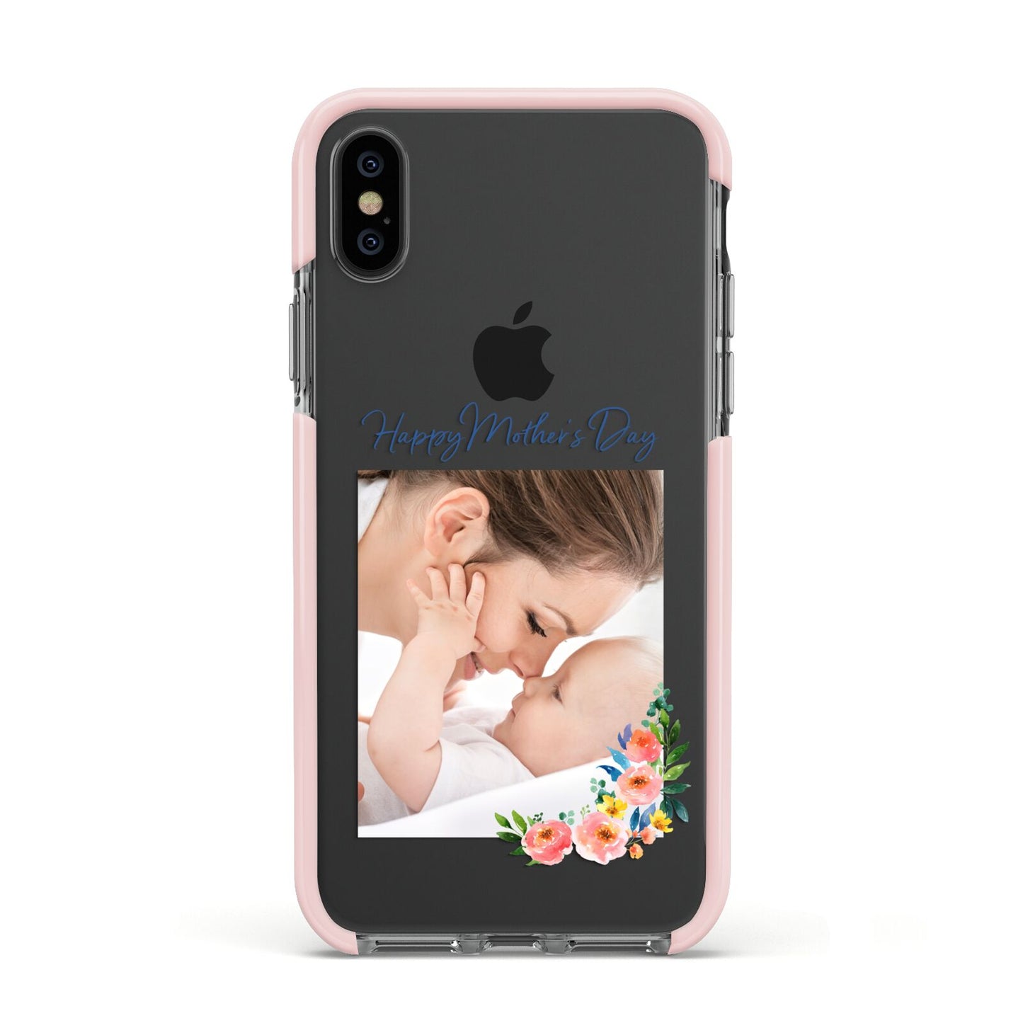 Classic Mothers Day Apple iPhone Xs Impact Case Pink Edge on Black Phone
