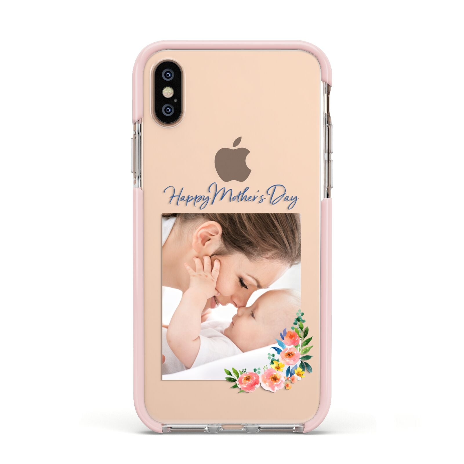 Classic Mothers Day Apple iPhone Xs Impact Case Pink Edge on Gold Phone