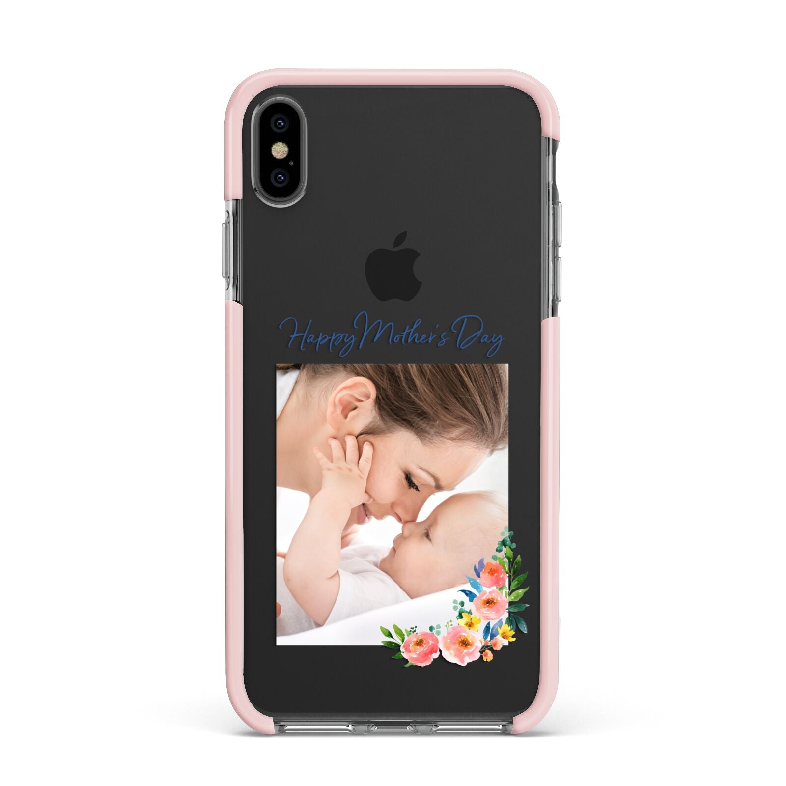 Classic Mothers Day Apple iPhone Xs Max Impact Case Pink Edge on Black Phone