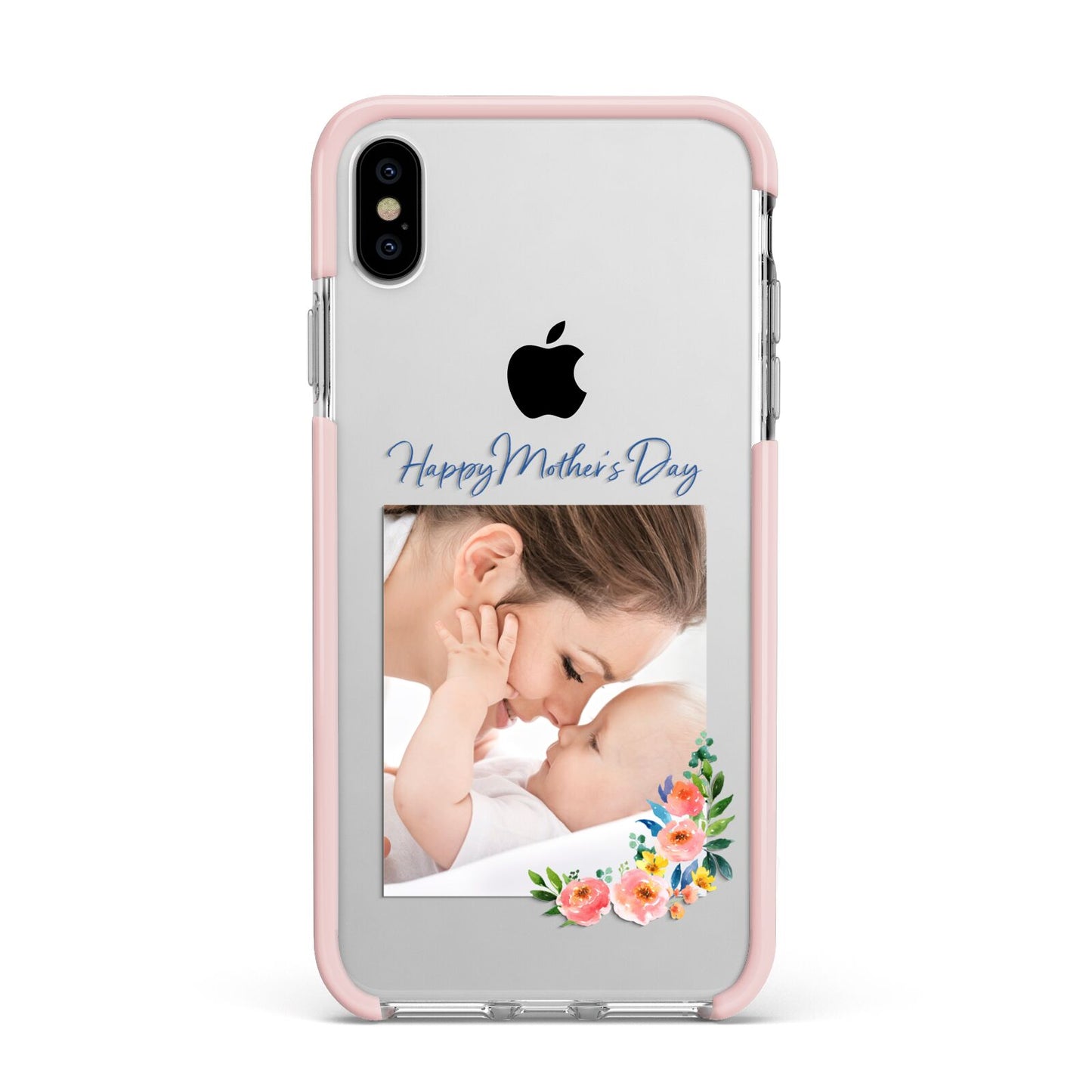 Classic Mothers Day Apple iPhone Xs Max Impact Case Pink Edge on Silver Phone