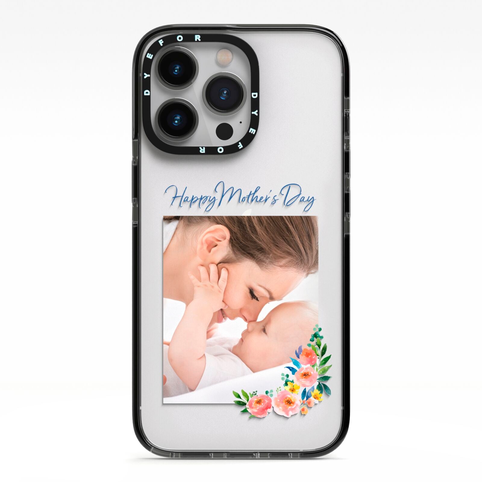 Classic Mothers Day iPhone 13 Pro Black Impact Case on Silver phone