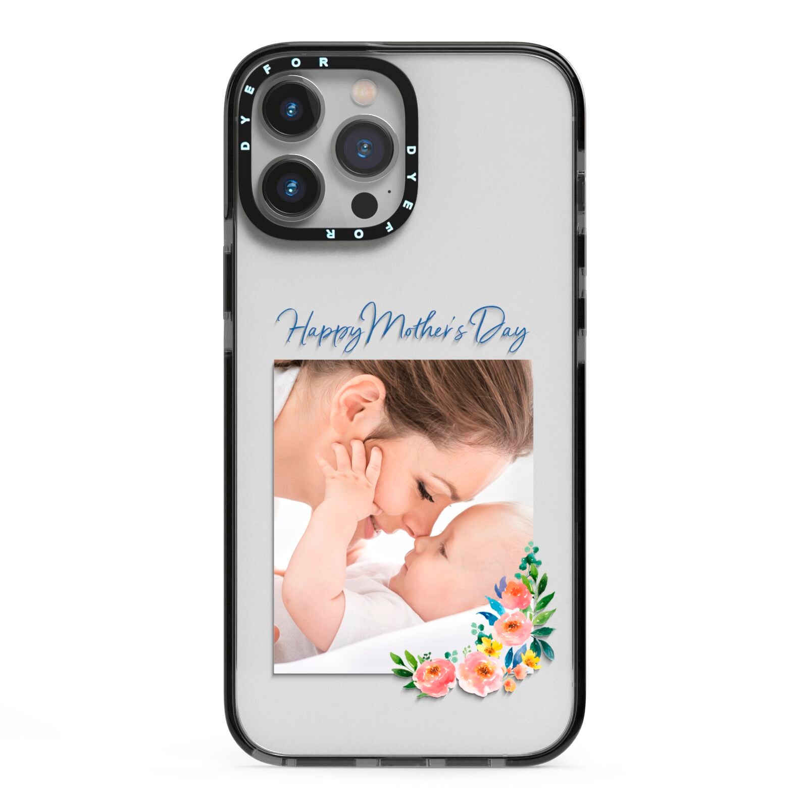 Classic Mothers Day iPhone 13 Pro Max Black Impact Case on Silver phone