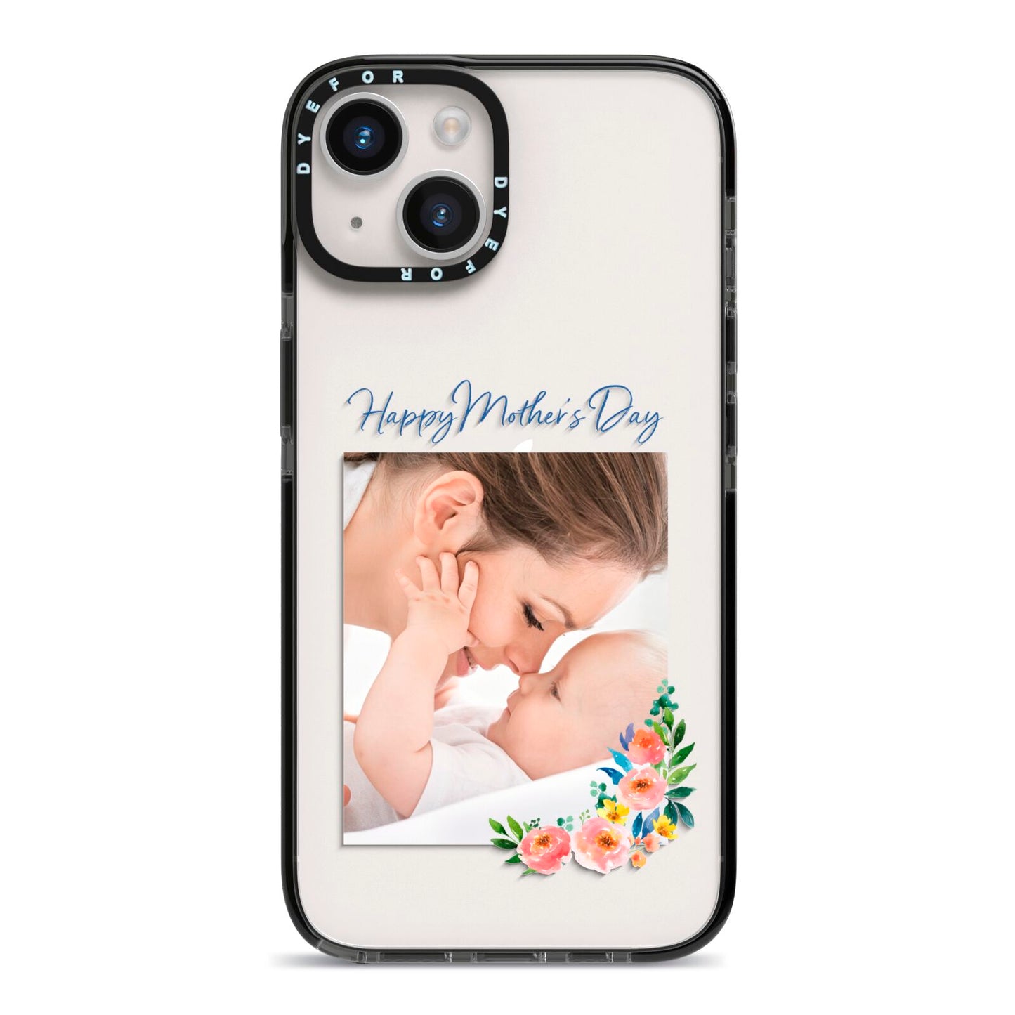 Classic Mothers Day iPhone 14 Black Impact Case on Silver phone