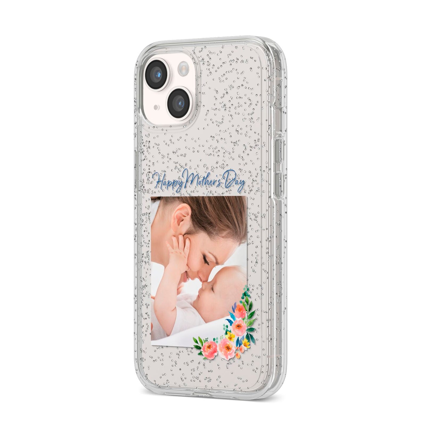 Classic Mothers Day iPhone 14 Glitter Tough Case Starlight Angled Image