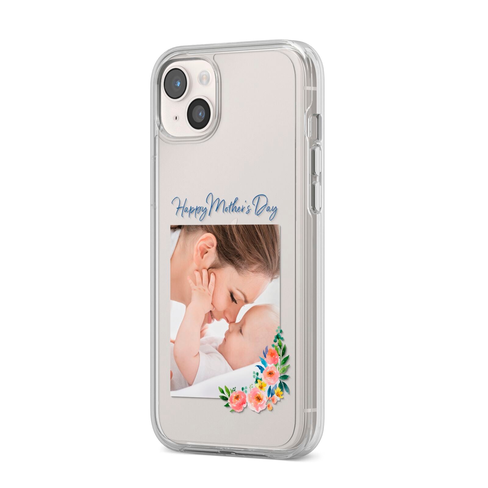 Classic Mothers Day iPhone 14 Plus Clear Tough Case Starlight Angled Image