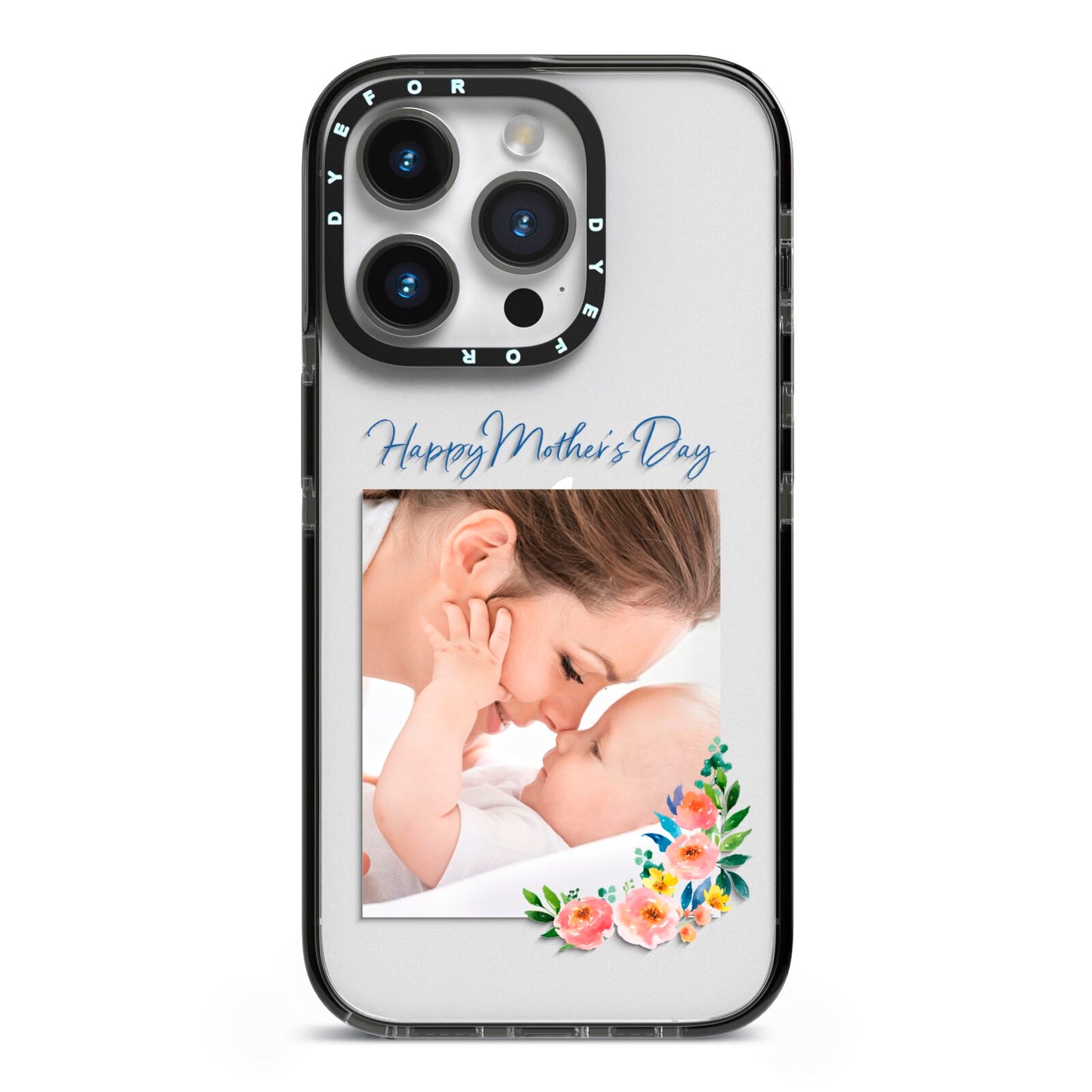 Classic Mothers Day iPhone 14 Pro Black Impact Case on Silver phone