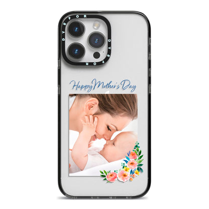 Classic Mothers Day iPhone 14 Pro Max Black Impact Case on Silver phone