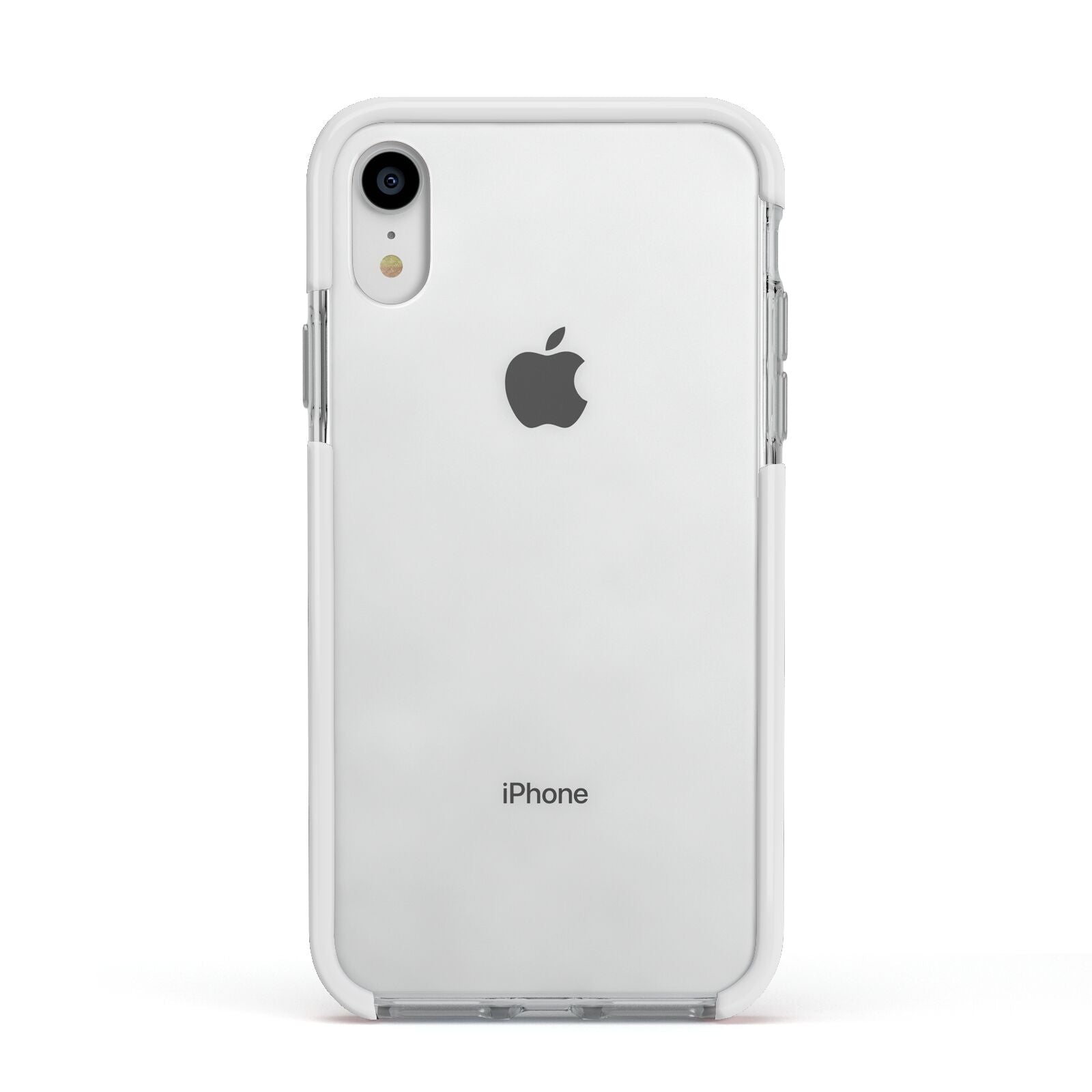Clear Apple iPhone XR Impact Case White Edge on Silver Phone