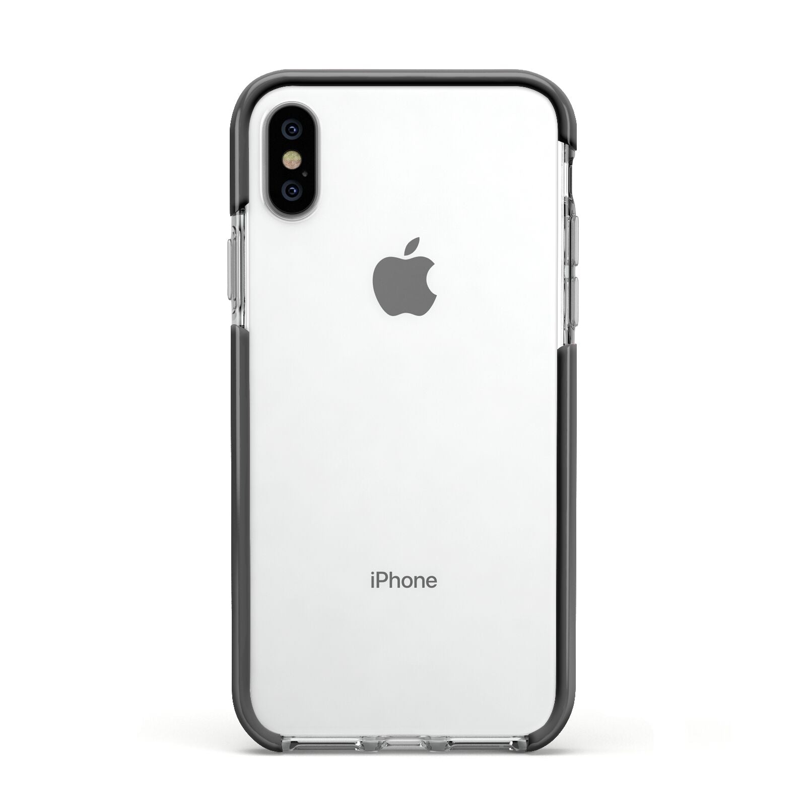 Clear Apple iPhone Xs Impact Case Black Edge on Silver Phone