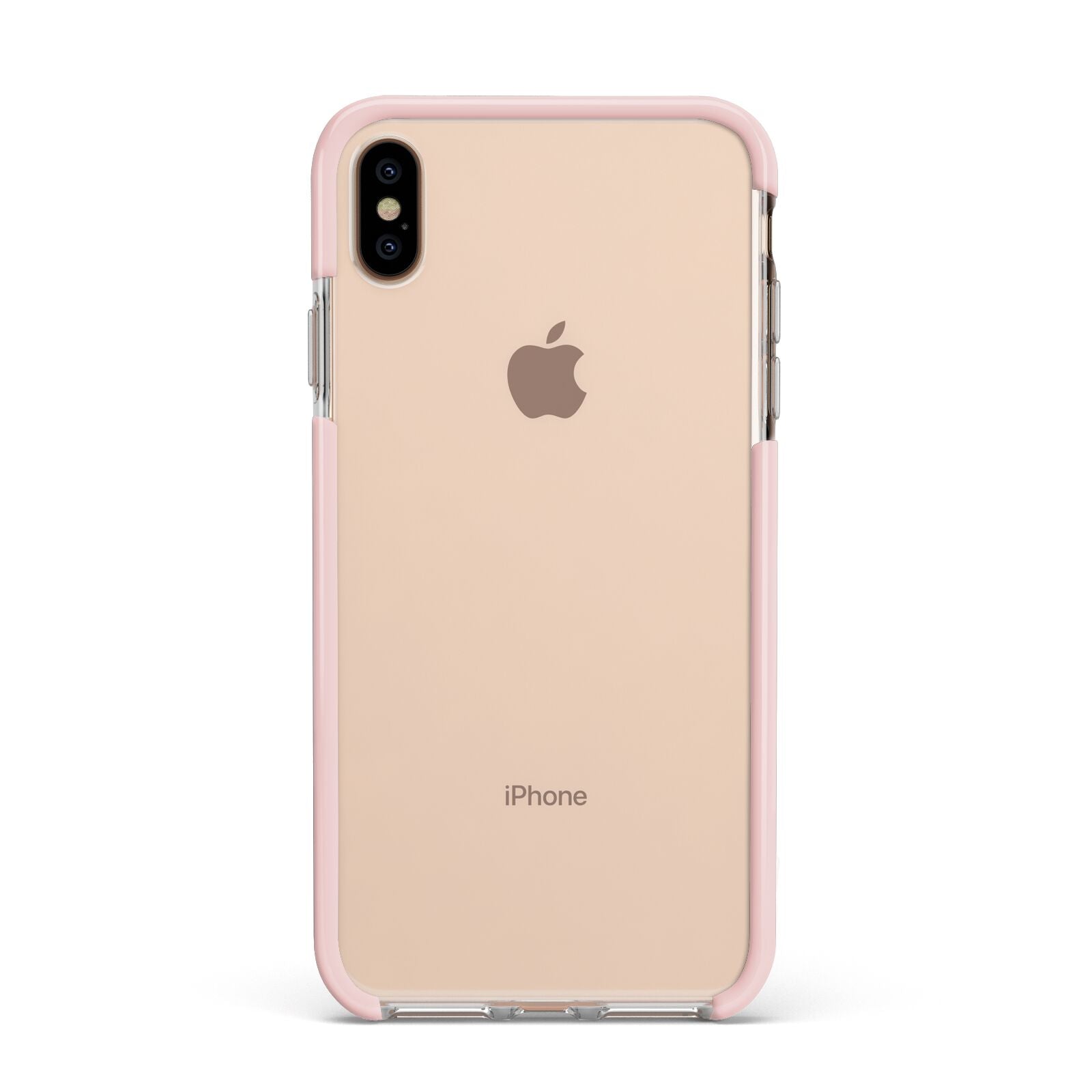 Clear Apple iPhone Xs Max Impact Case Pink Edge on Gold Phone