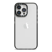 Clear iPhone 14 Pro Max Black Impact Case on Silver phone
