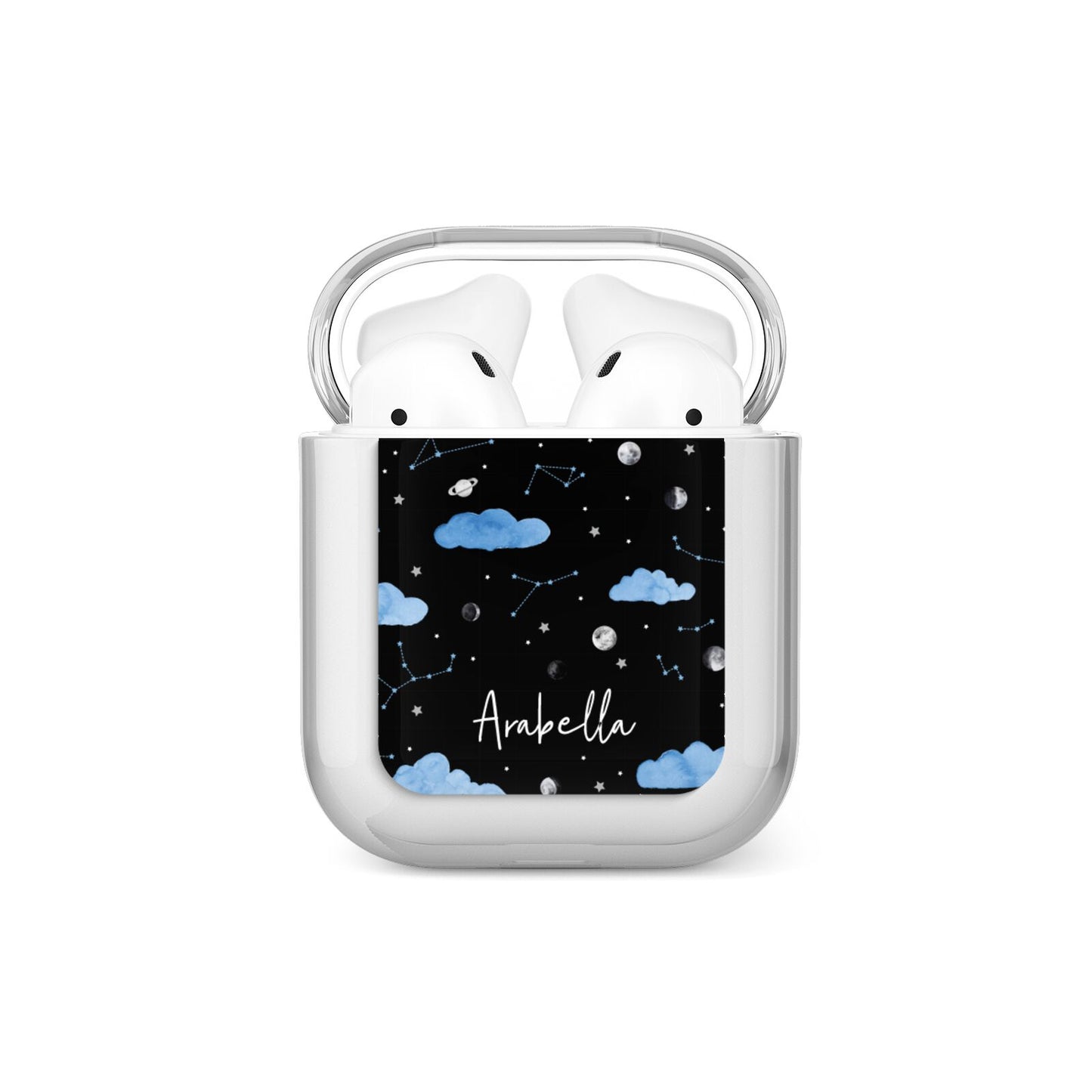 Cloudy Night Sky with Name AirPods Case
