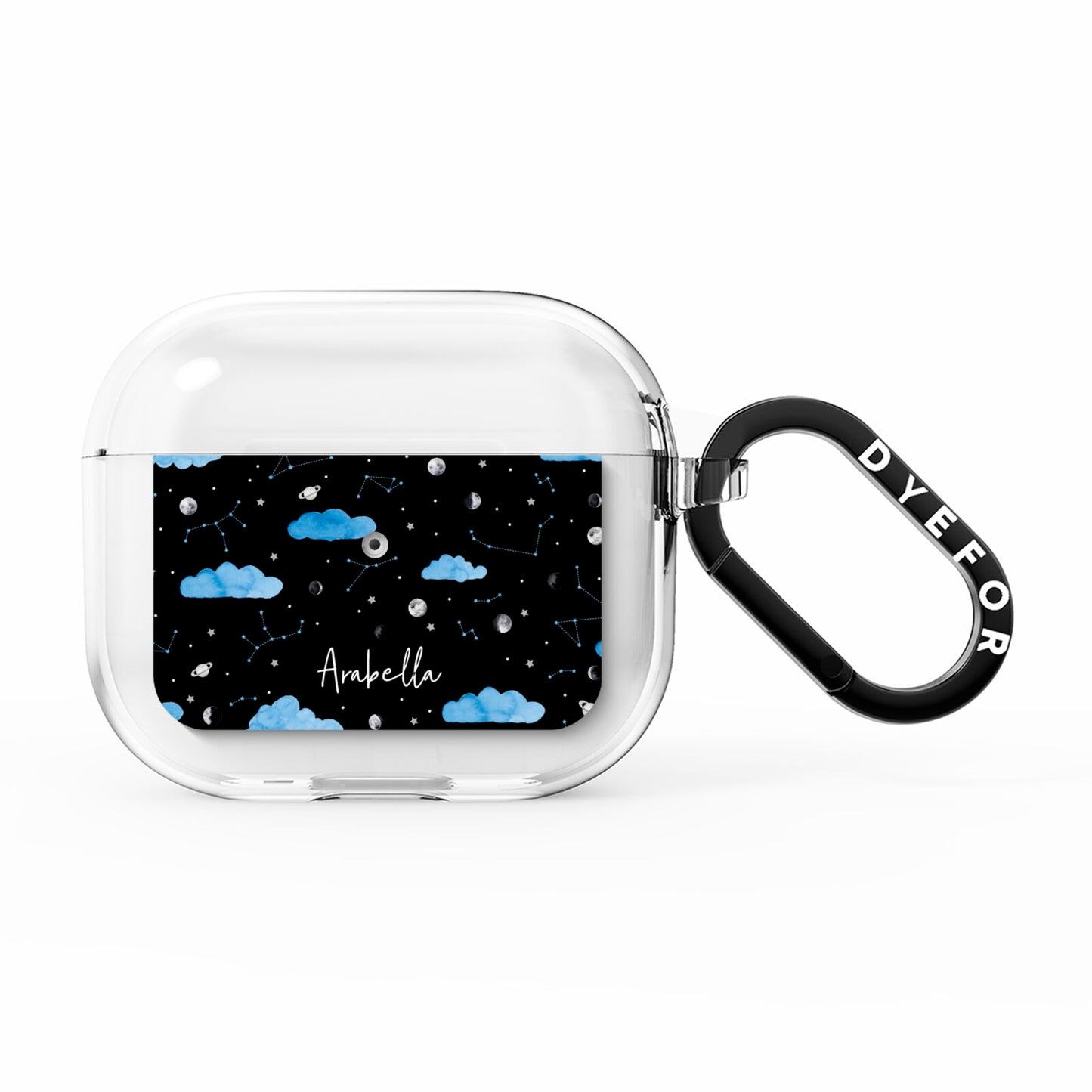 Cloudy Night Sky with Name AirPods Clear Case 3rd Gen