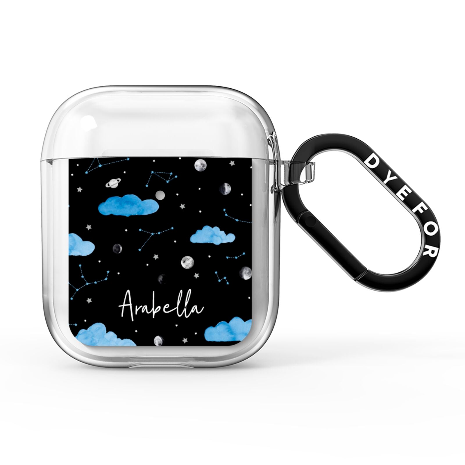 Cloudy Night Sky with Name AirPods Clear Case
