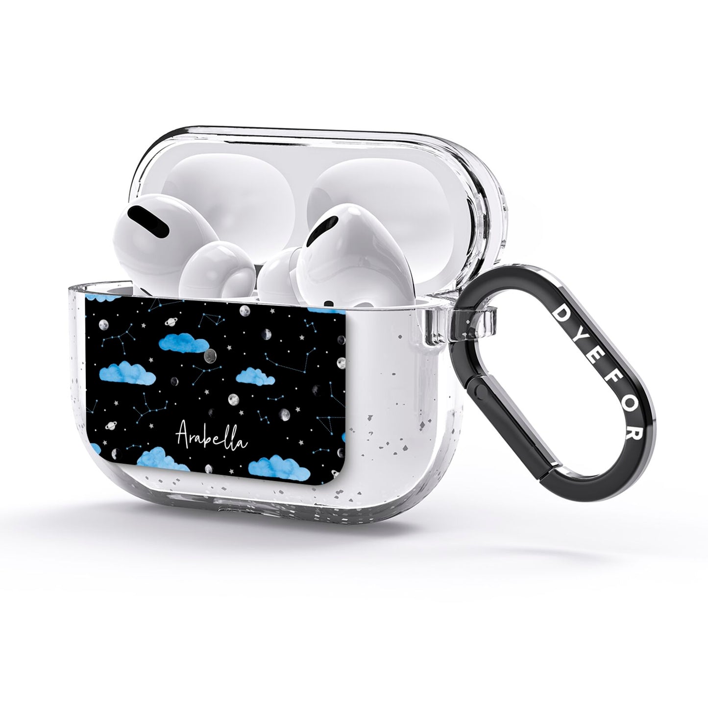 Cloudy Night Sky with Name AirPods Glitter Case 3rd Gen Side Image