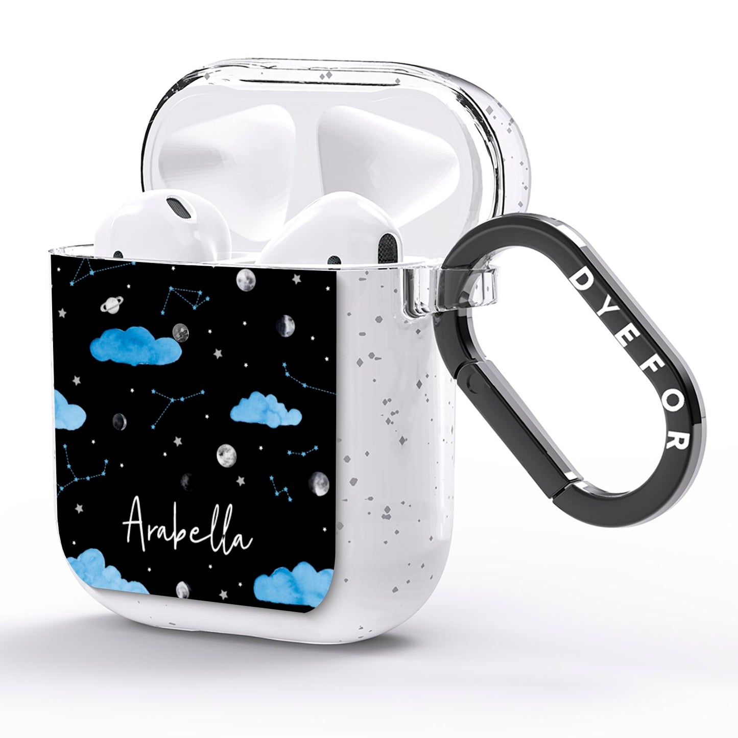 Cloudy Night Sky with Name AirPods Glitter Case Side Image