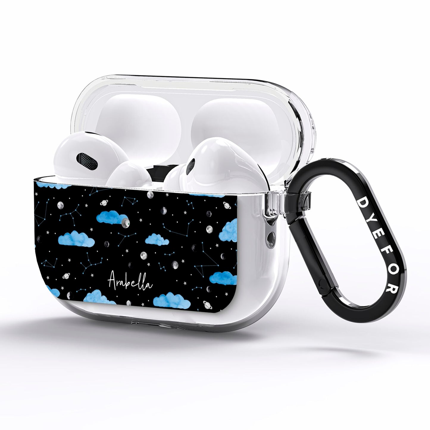 Cloudy Night Sky with Name AirPods Pro Clear Case Side Image
