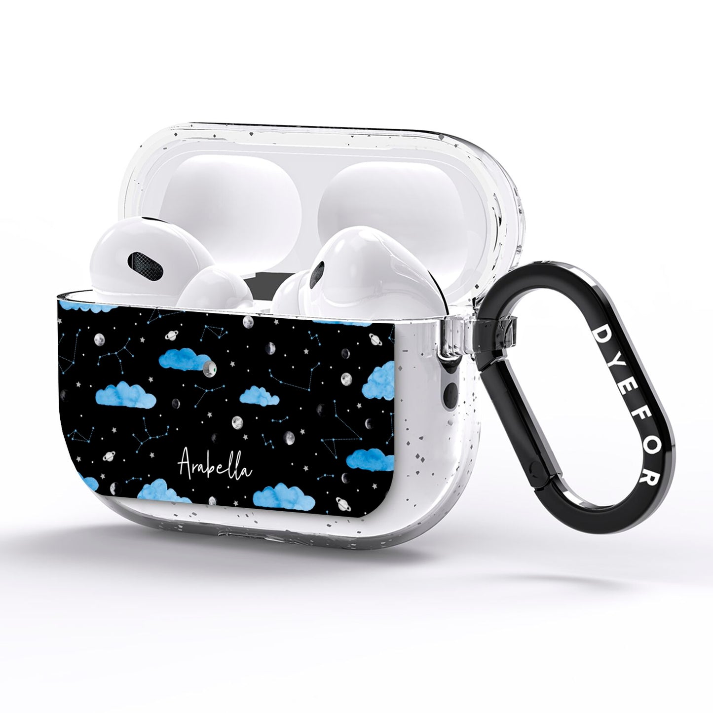 Cloudy Night Sky with Name AirPods Pro Glitter Case Side Image
