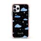 Cloudy Night Sky with Name Apple iPhone 11 Pro in Silver with Pink Impact Case