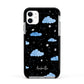 Cloudy Night Sky with Name Apple iPhone 11 in White with Black Impact Case