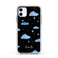 Cloudy Night Sky with Name Apple iPhone 11 in White with White Impact Case