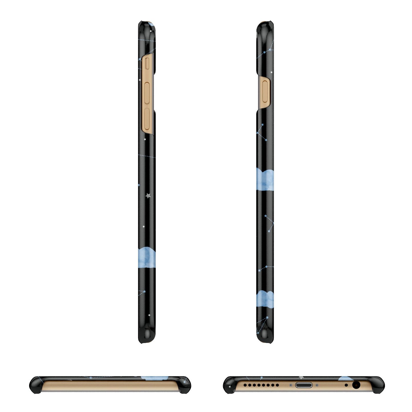 Cloudy Night Sky with Name Apple iPhone 6 Plus 3D Wrap Snap Case Angled Images