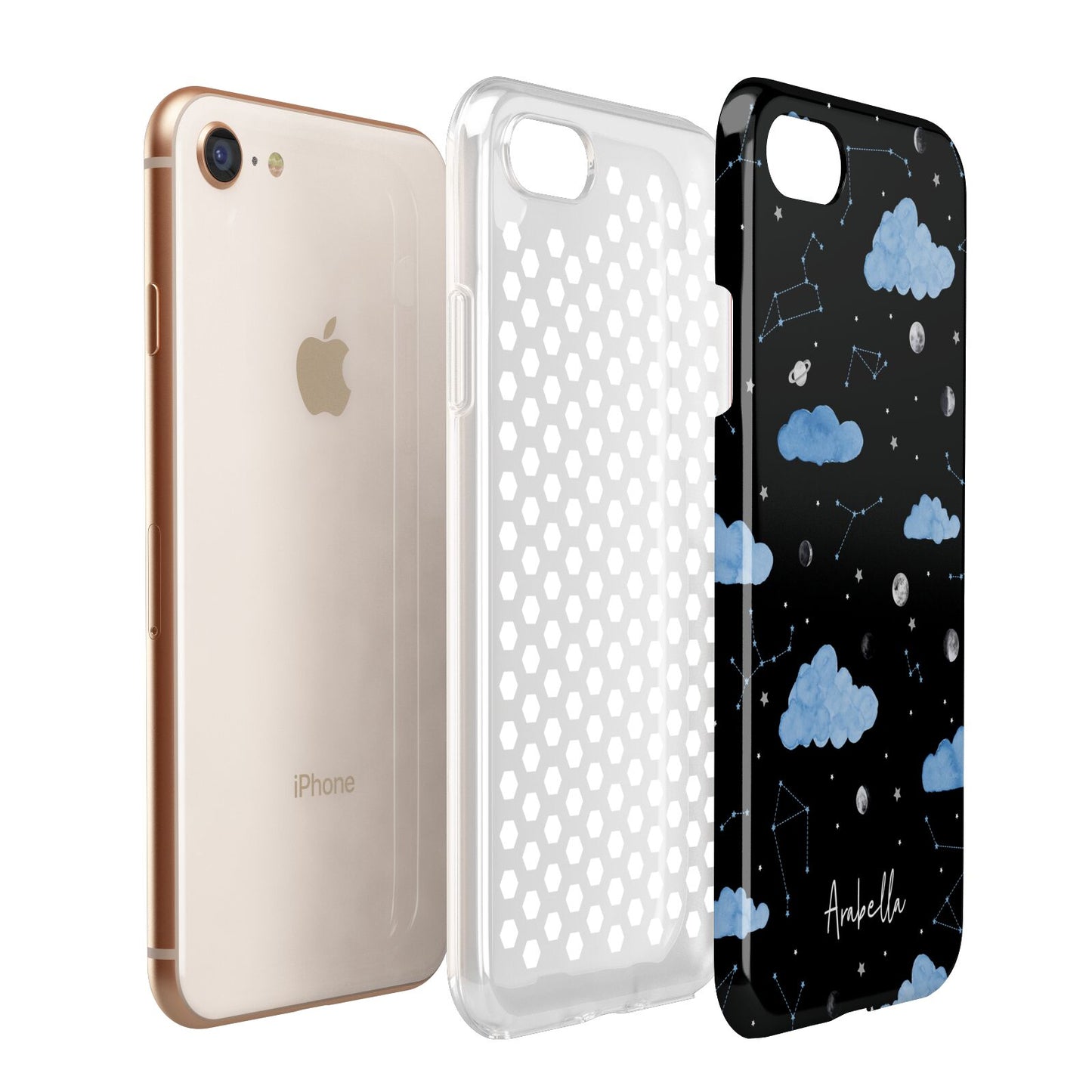 Cloudy Night Sky with Name Apple iPhone 7 8 3D Tough Case Expanded View