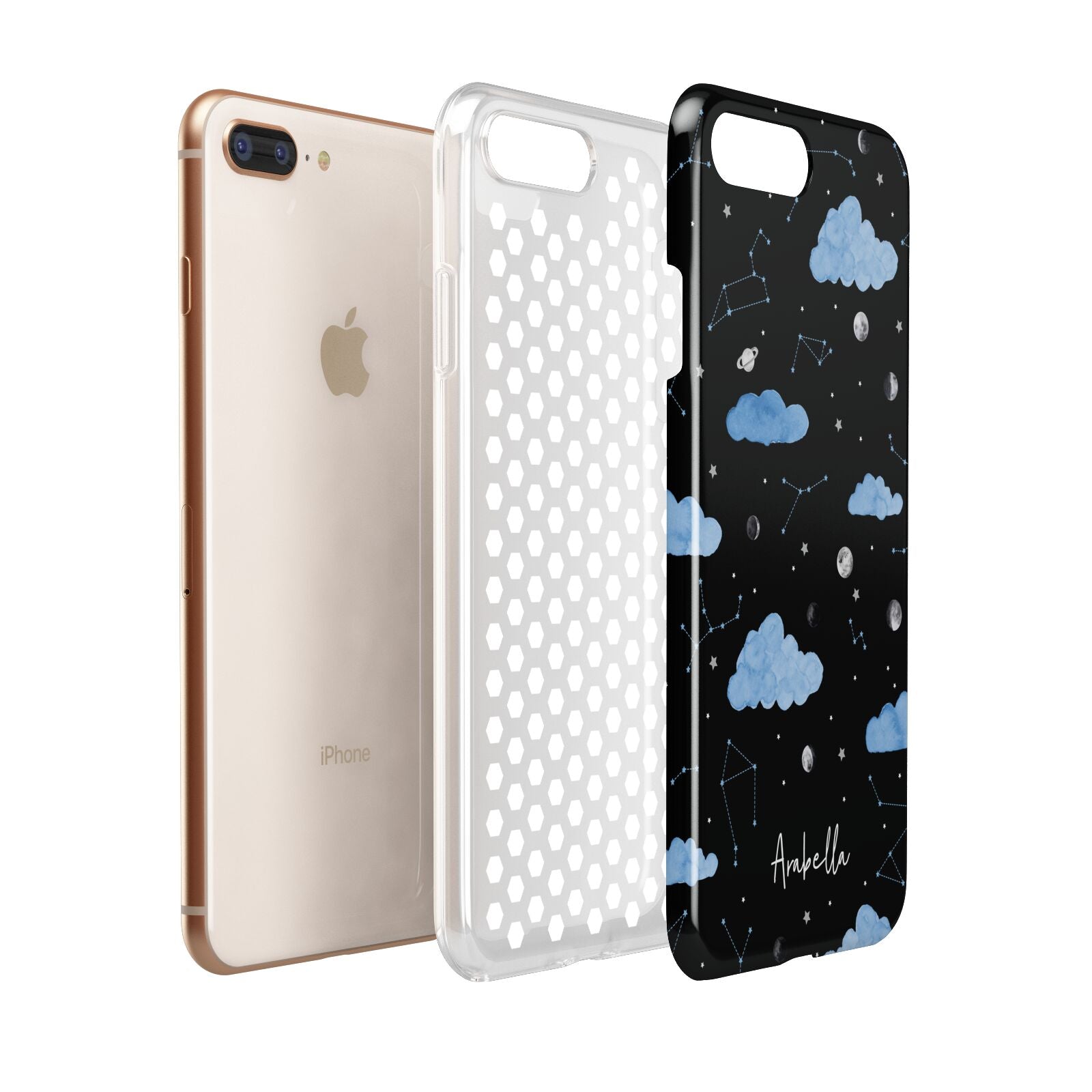 Cloudy Night Sky with Name Apple iPhone 7 8 Plus 3D Tough Case Expanded View