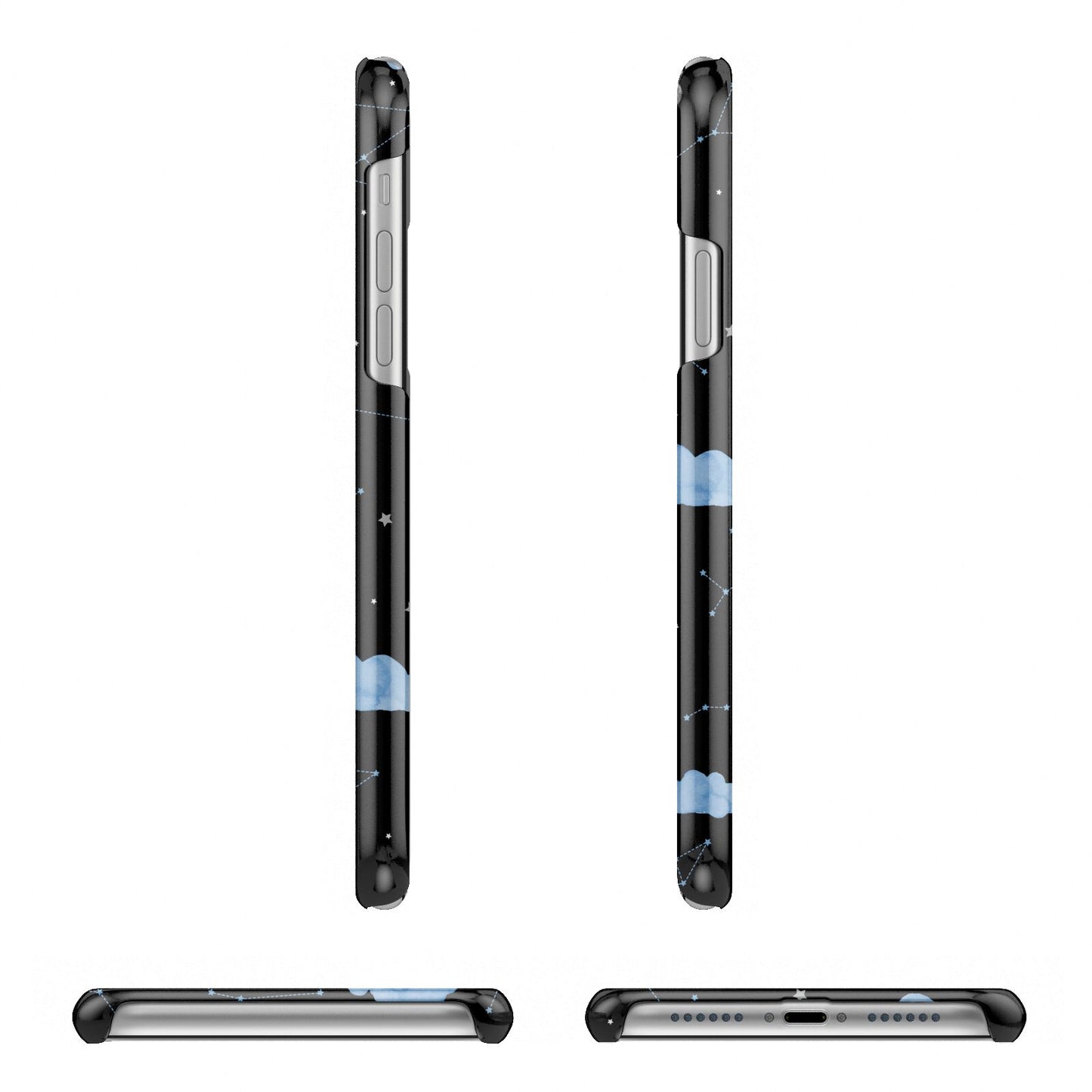 Cloudy Night Sky with Name Apple iPhone XR 3D Wrap Snap Case Angled Images on White Phone