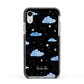 Cloudy Night Sky with Name Apple iPhone XR Impact Case Black Edge on Silver Phone