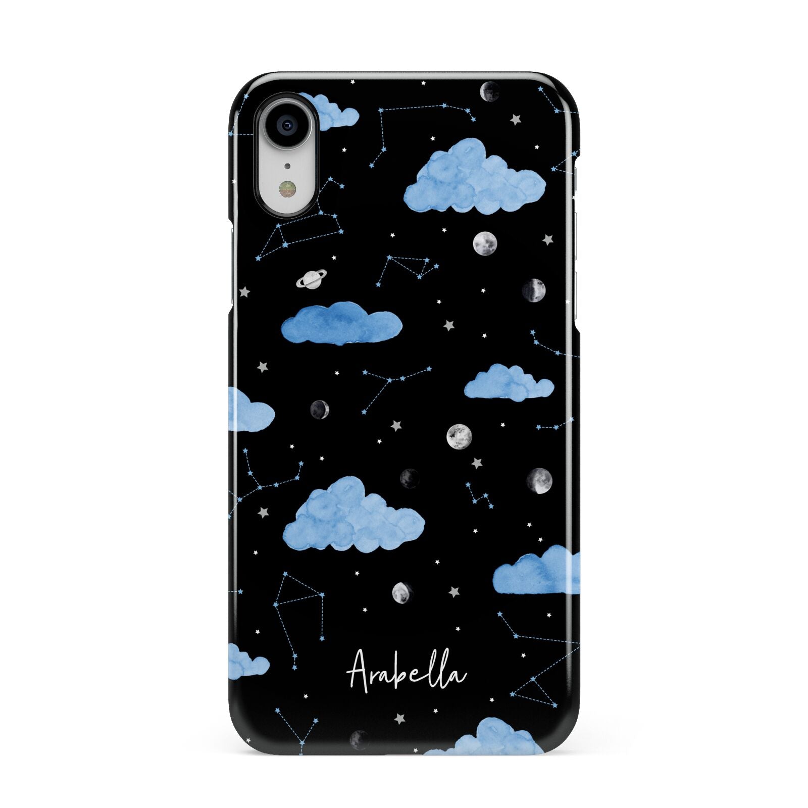 Cloudy Night Sky with Name Apple iPhone XR White 3D Snap Case