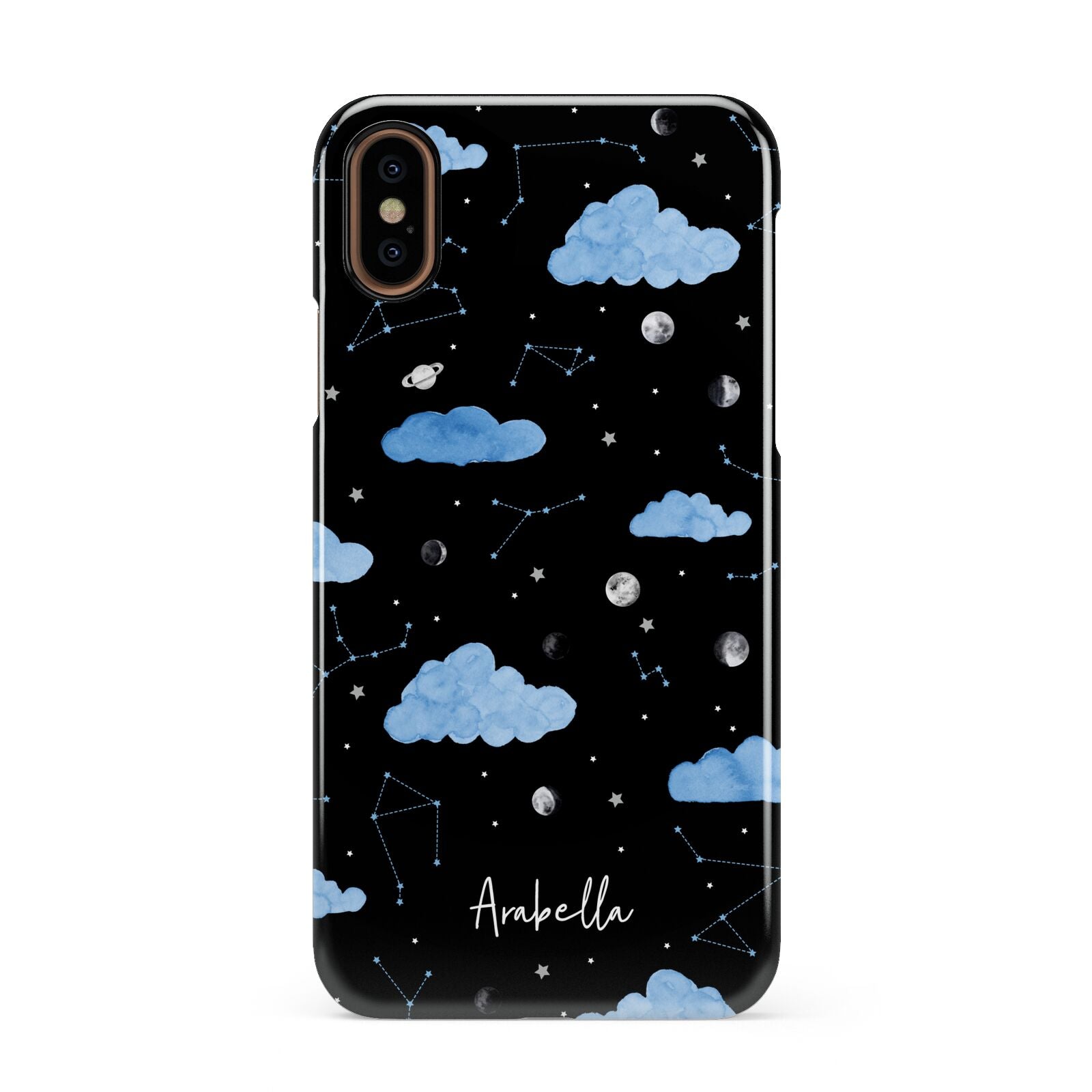 Cloudy Night Sky with Name Apple iPhone XS 3D Snap Case