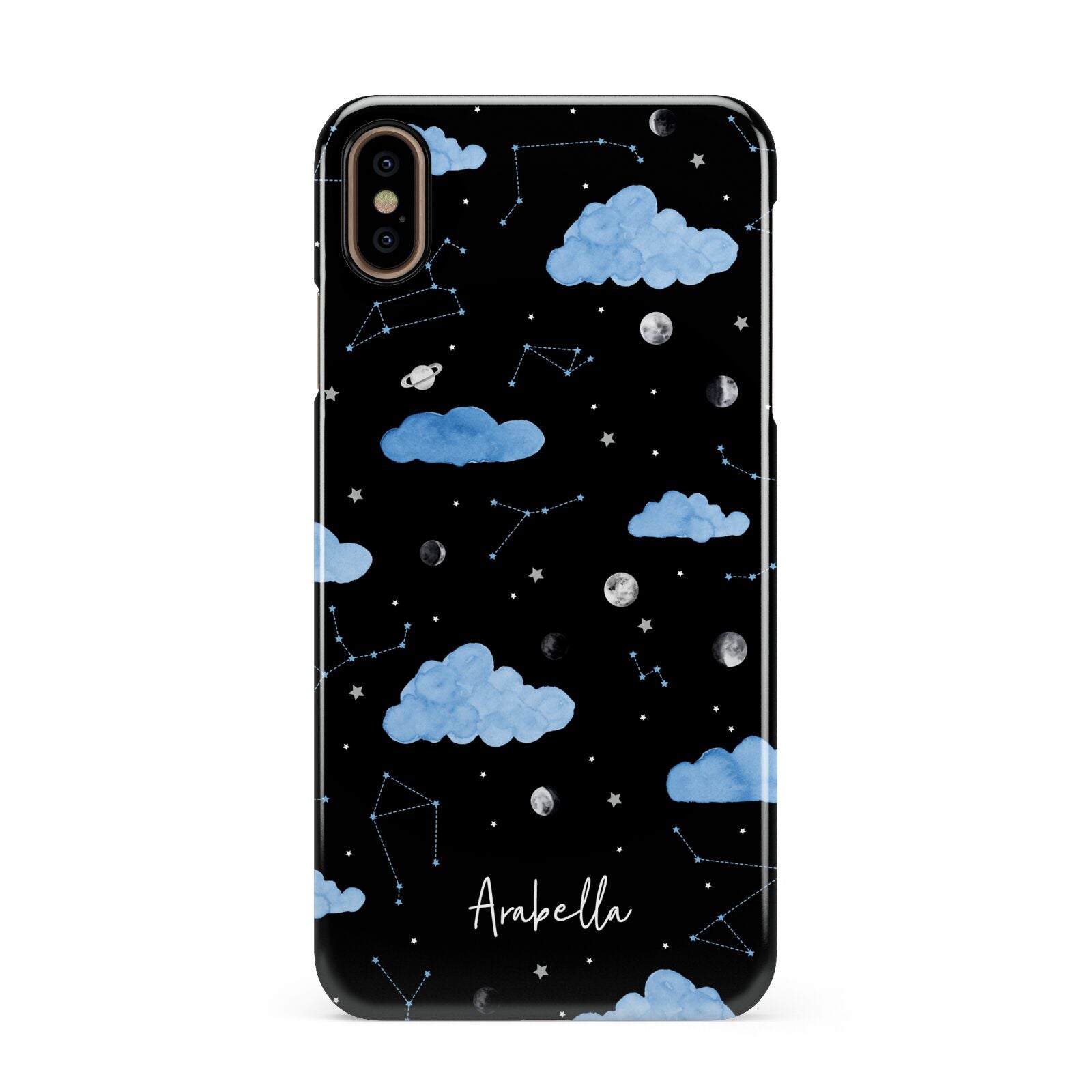 Cloudy Night Sky with Name Apple iPhone Xs Max 3D Snap Case
