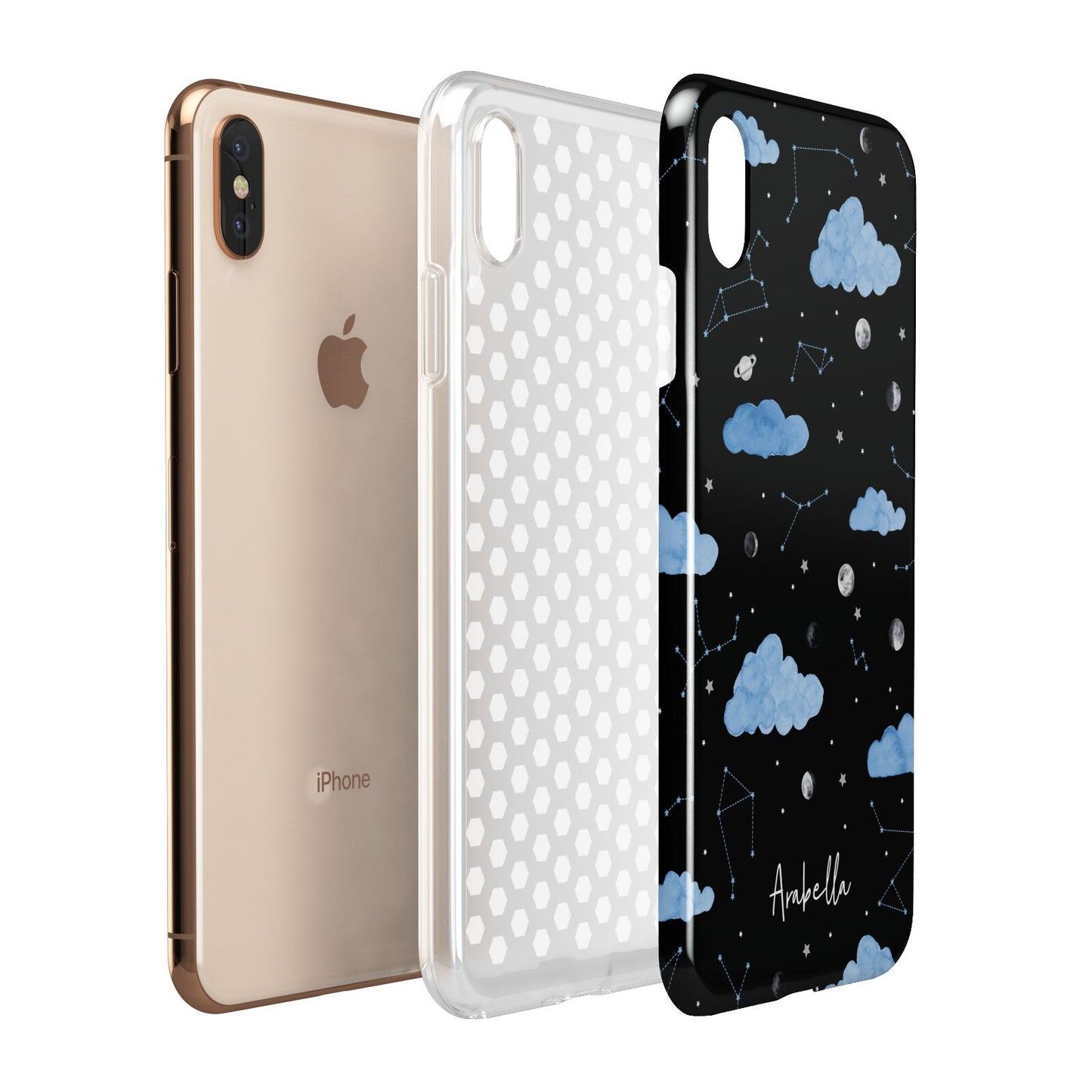 Cloudy Night Sky with Name Apple iPhone Xs Max 3D Tough Case Expanded View