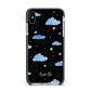 Cloudy Night Sky with Name Apple iPhone Xs Max Impact Case Black Edge on Silver Phone