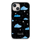 Cloudy Night Sky with Name iPhone 13 Black Impact Case on Silver phone
