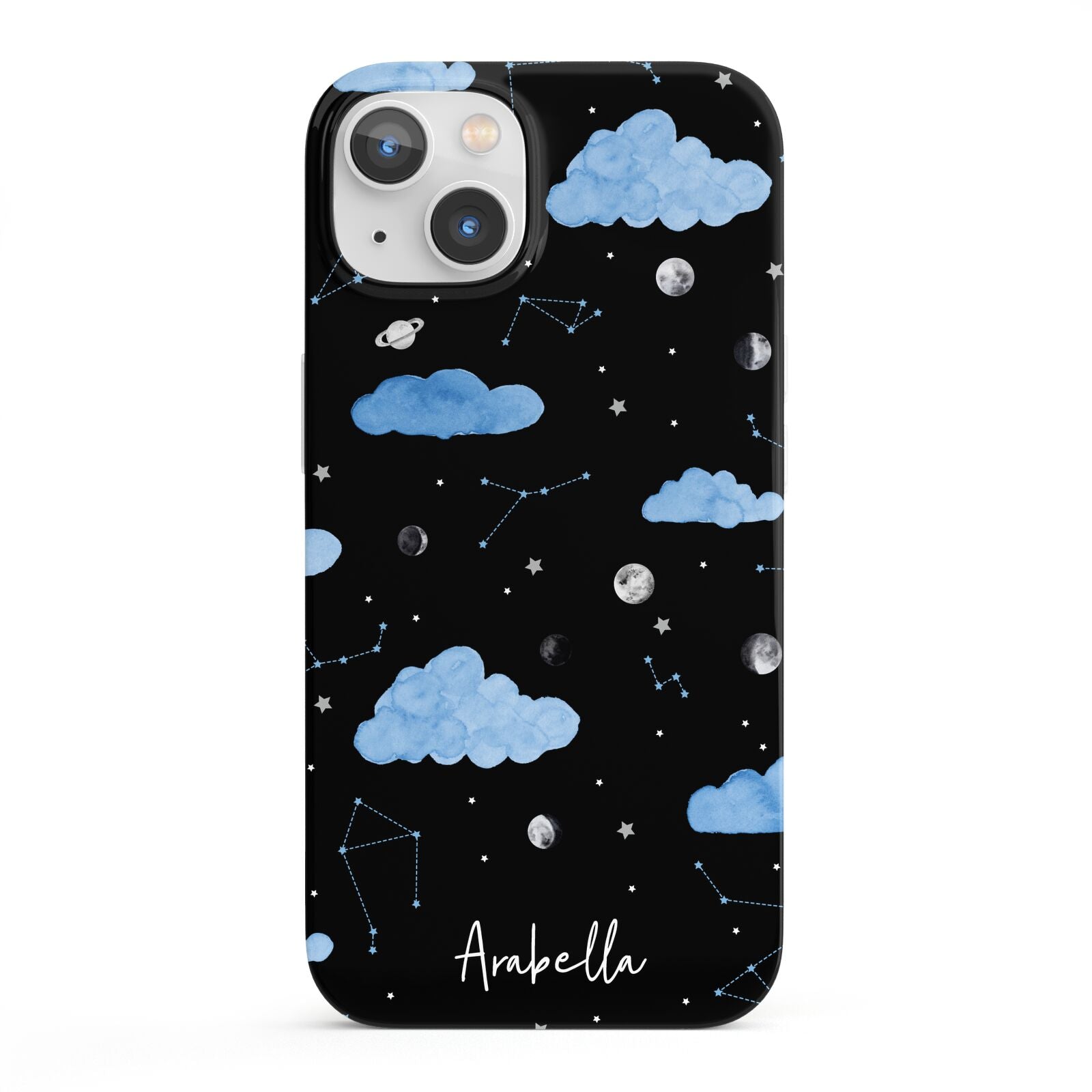 Cloudy Night Sky with Name iPhone 13 Full Wrap 3D Snap Case