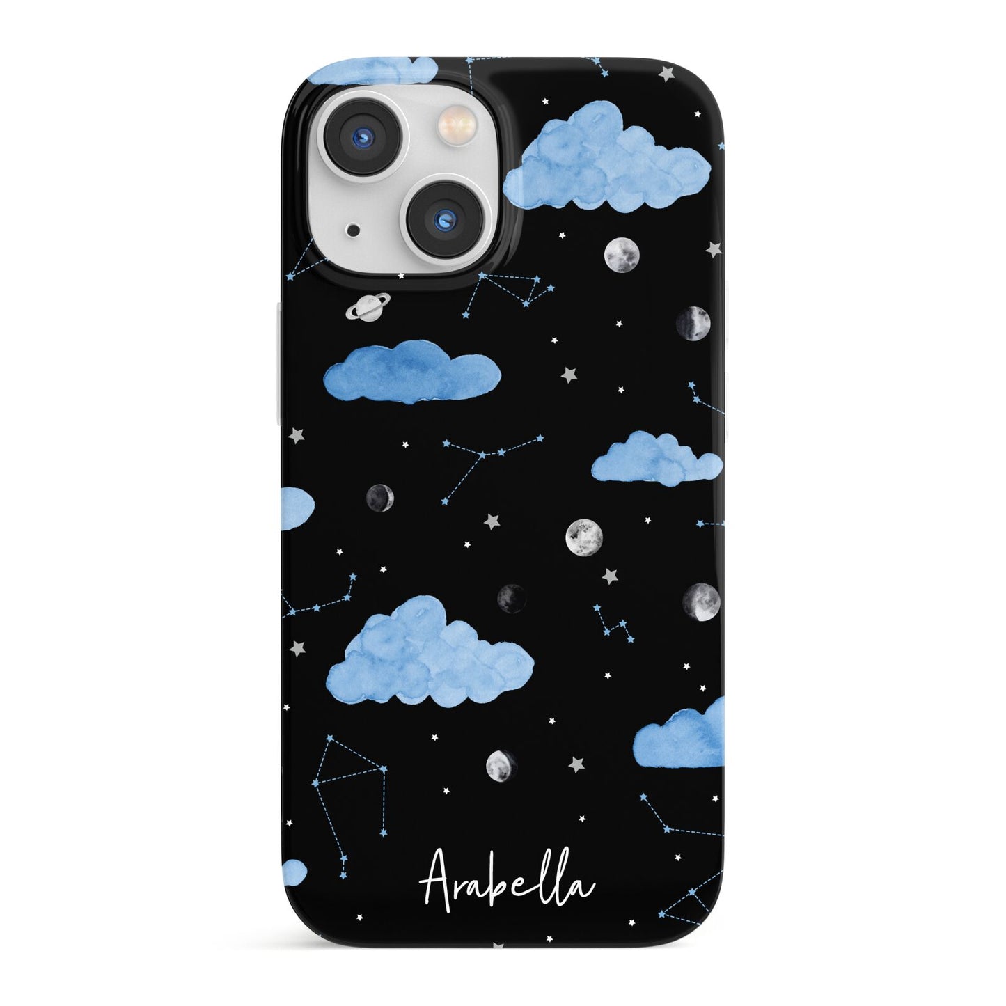 Cloudy Night Sky with Name iPhone 13 Mini Full Wrap 3D Snap Case