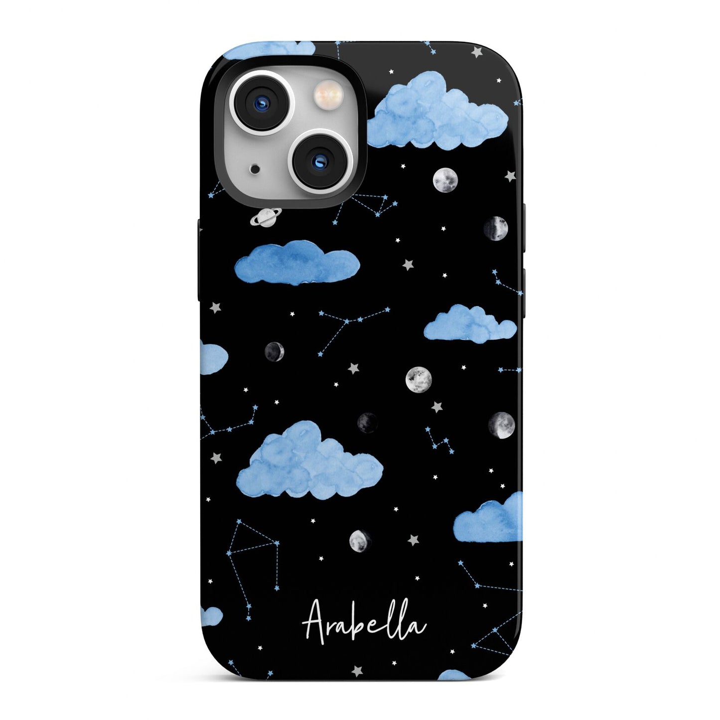 Cloudy Night Sky with Name iPhone 13 Mini Full Wrap 3D Tough Case