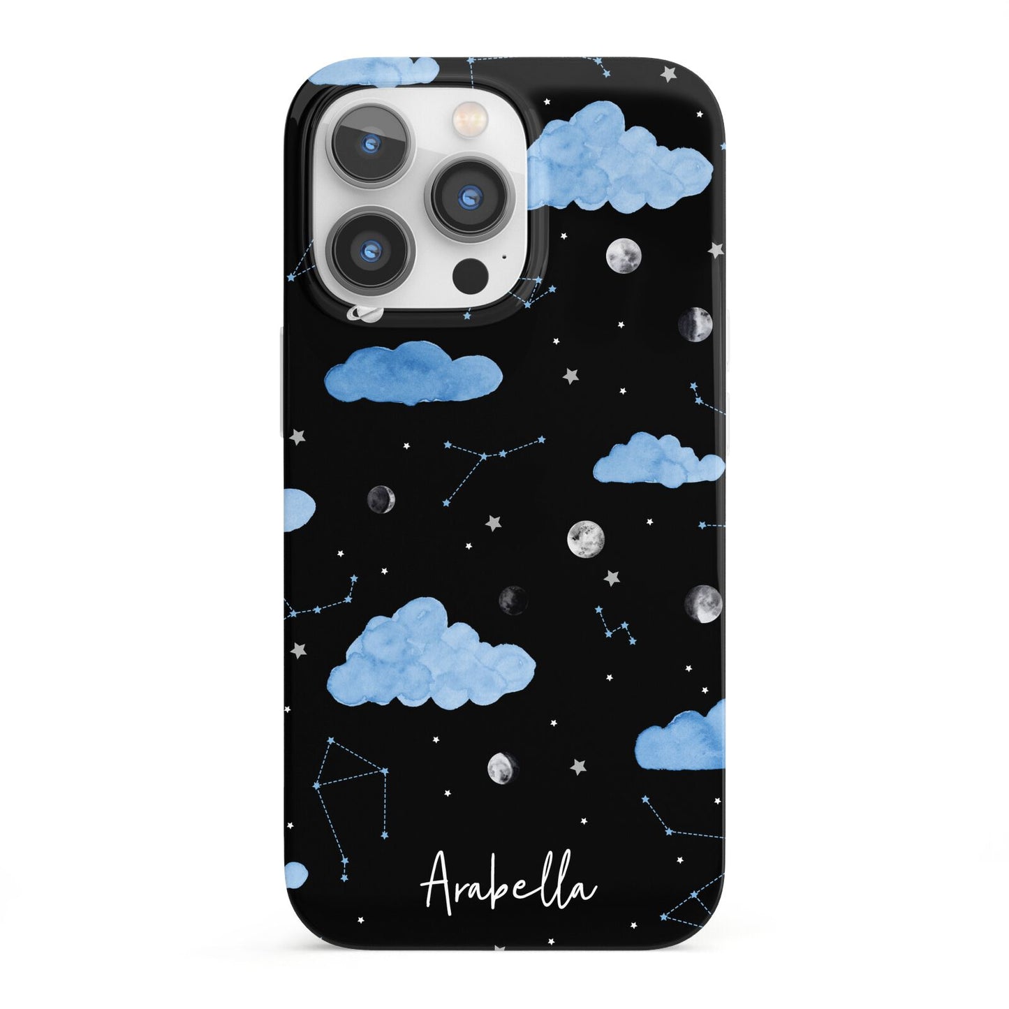 Cloudy Night Sky with Name iPhone 13 Pro Full Wrap 3D Snap Case