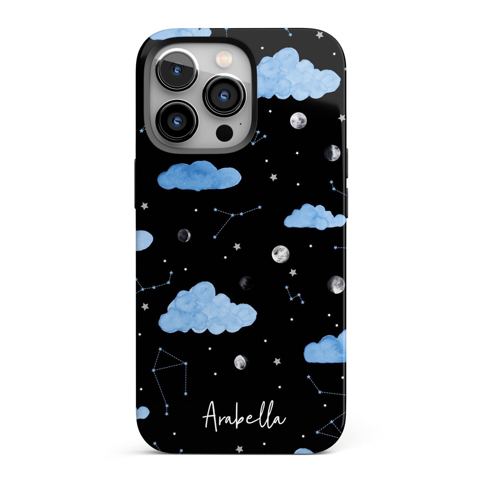 Cloudy Night Sky with Name iPhone 13 Pro Full Wrap 3D Tough Case