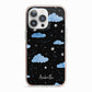Cloudy Night Sky with Name iPhone 13 Pro TPU Impact Case with Pink Edges