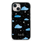 Cloudy Night Sky with Name iPhone 14 Black Impact Case on Silver phone