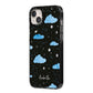 Cloudy Night Sky with Name iPhone 14 Plus Black Impact Case Side Angle on Silver phone