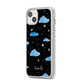 Cloudy Night Sky with Name iPhone 14 Plus Clear Tough Case Starlight Angled Image