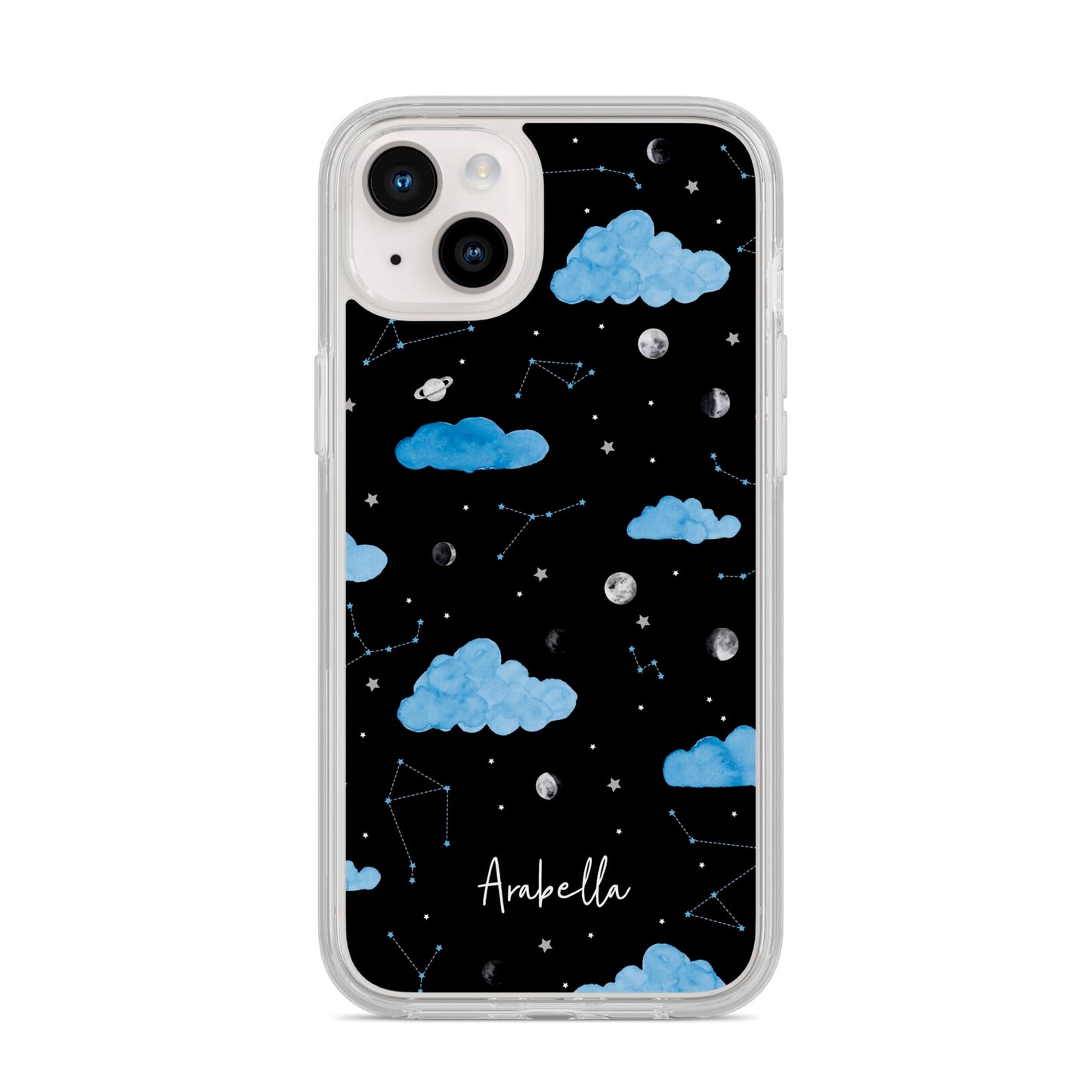 Cloudy Night Sky with Name iPhone 14 Plus Clear Tough Case Starlight