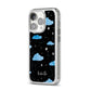 Cloudy Night Sky with Name iPhone 14 Pro Clear Tough Case Silver Angled Image