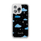 Cloudy Night Sky with Name iPhone 14 Pro Max Glitter Tough Case Silver