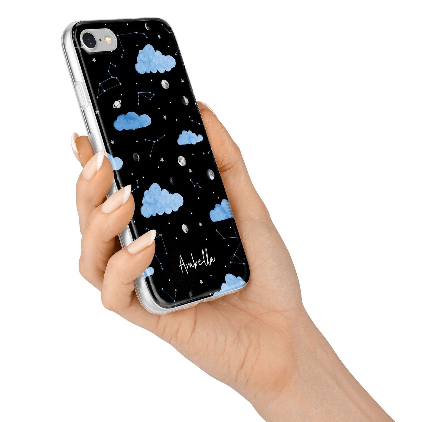 Cloudy Night Sky with Name iPhone 7 Bumper Case on Silver iPhone Alternative Image