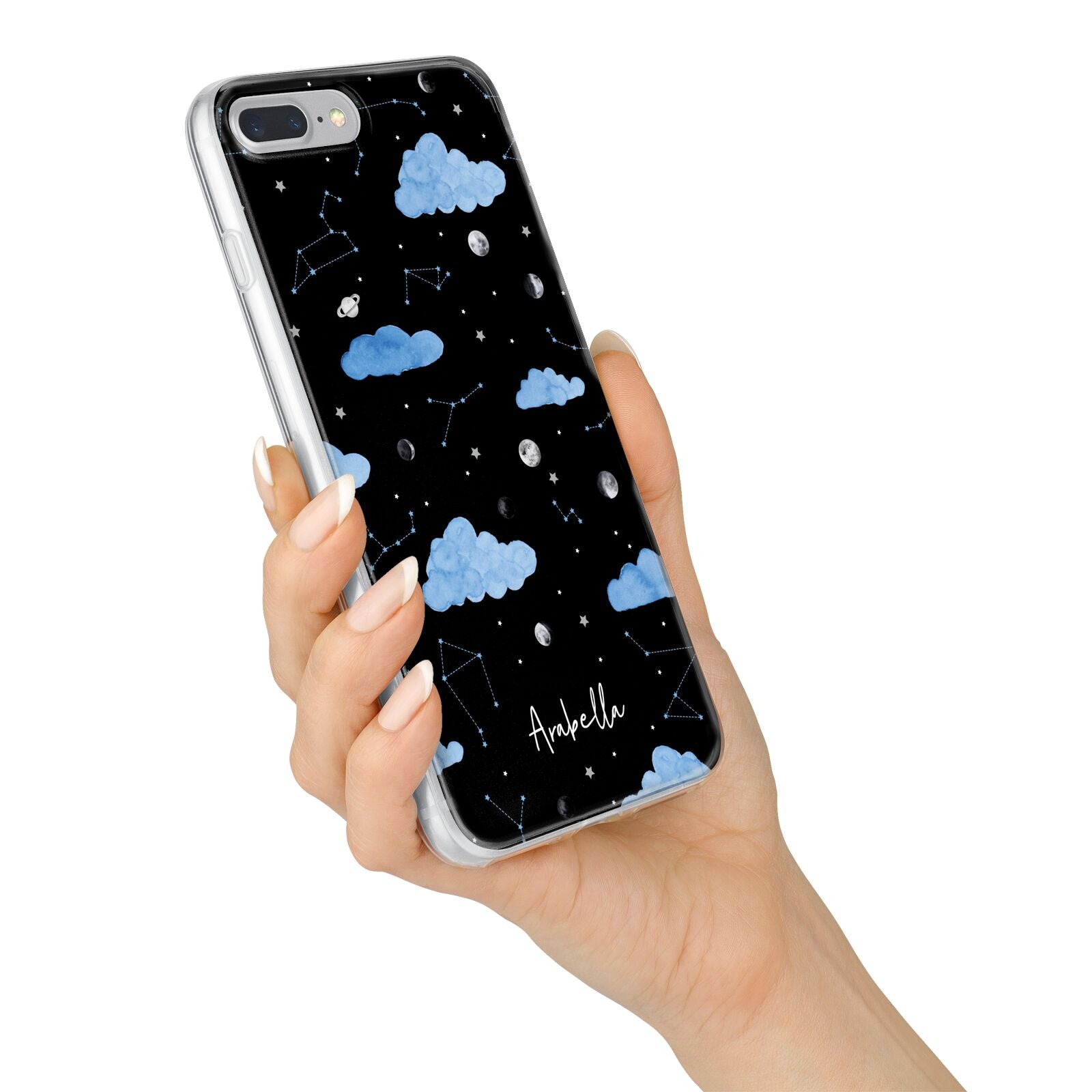 Cloudy Night Sky with Name iPhone 7 Plus Bumper Case on Silver iPhone Alternative Image